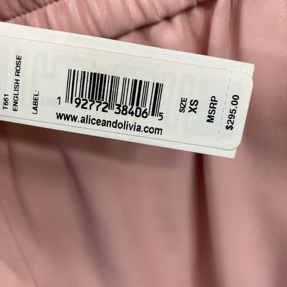 Alice + Olivia Pants Joggers Faux Leather Pink Pull On, Pockets XS Extra Small - Picture 3 of 7